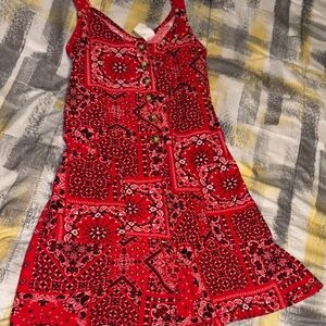 No Boundaries Red Bandana Print Top